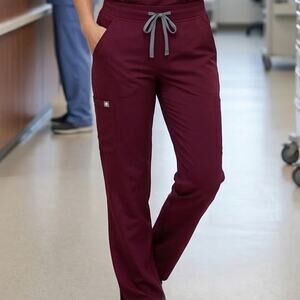 Figs Maroon Pull On Medical Scrubs Pants Small